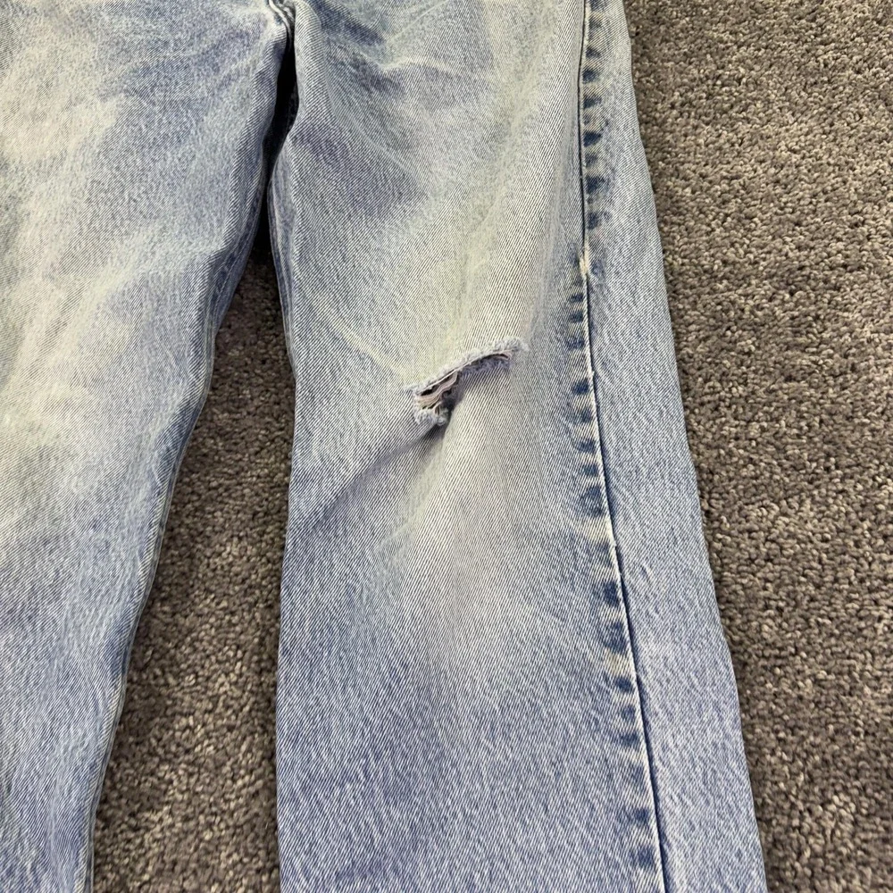 Carhartt Jeans Mens 36x30 Blue Straight Light Wash Denim Distressed Workwear